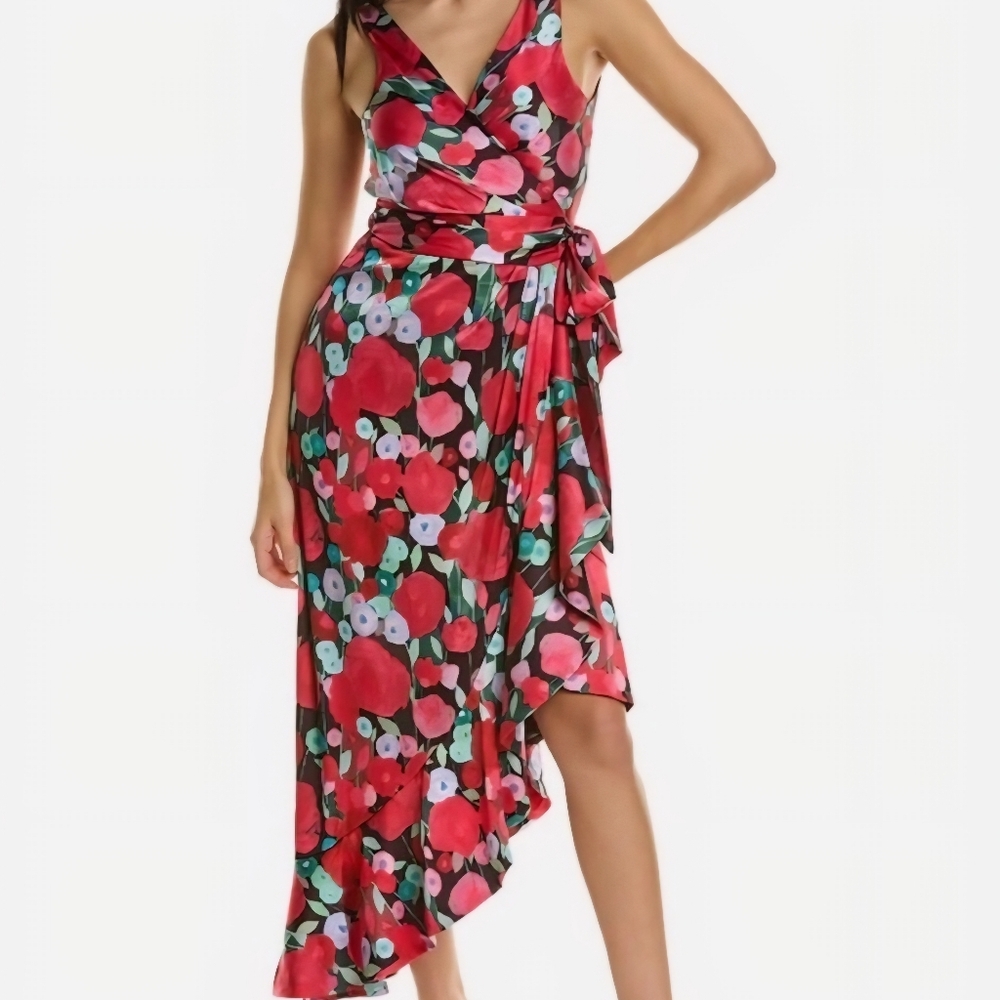 Anthropologie Floral Asymmetrical Wrap Dress
